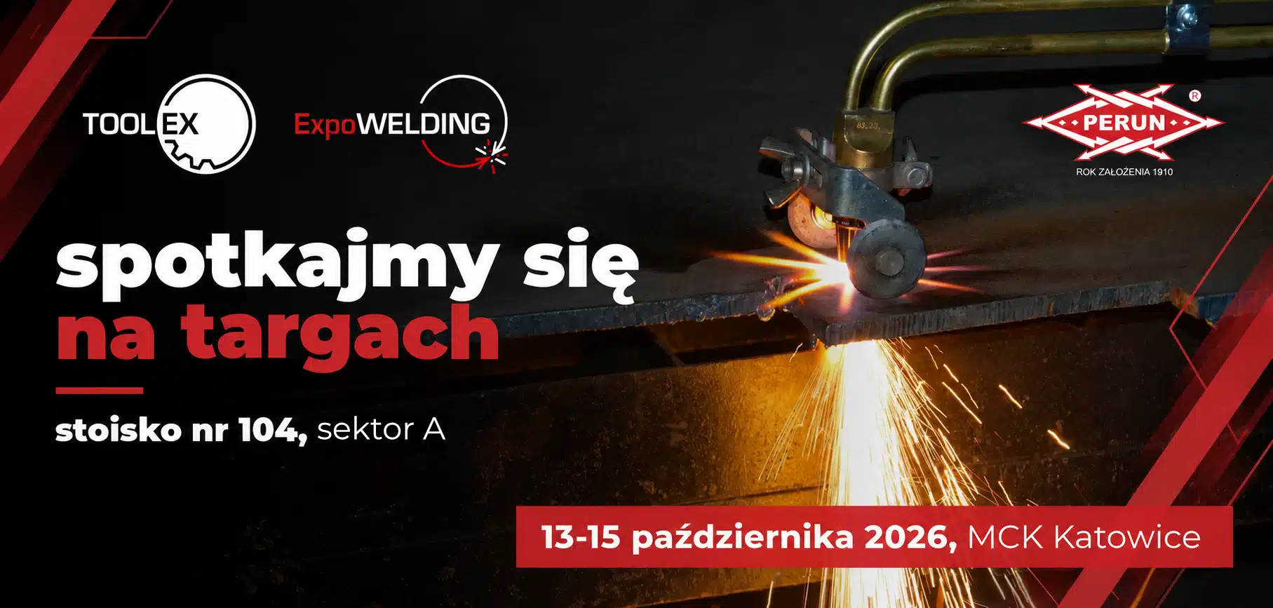 Zapowiedź udziału PERUN S.A. w targach ExpoWELDING i TOOLEX 2026, 13–15 października, stoisko 104 w strefie A.